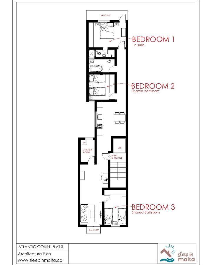 F3 Room 2, Private Room Two Single Beds Shared Bathroom Msida Eksteriør bilde